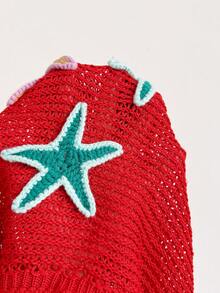 Soleia Women's Summer Vacation Beach Starfish Pattern Halter Knit Top And Skirt Set - Red - View 6