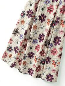 GlowEve CURVE Plus Size Women's Casual Floral Print Solid Scoop Neck Short Sleeve Midi Dress, Suitable For Spring/Summer, Fashionable For Outings - Multicolor - View 4
