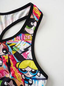THE POWERPUFF GIRLS X SHEIN Bộ đồ lót nữ 2 món, thiết kế dễ thương. - màu đen - Xem 8