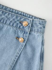 GlowEve Women's Casual Washed Wrap Denim Shorts - Blue - View 3