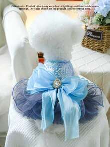 1PC Pet Dress, Blue Galaxy Wedding Gown For Dogs & Cats - Blue - View 7