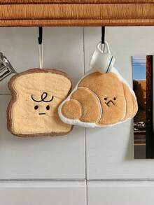 1pc Cute Bread Shaped Hand Towel, Highly Absorbent, Suitable For Kitchen, Bathroom, Room Decor, Strong Water Absorption And Easy To Clean, Kitchen Towel, Bathroom Accessory (Slight Color Difference Between Picture And Actual Item May Exist) - Multicolor - View 4