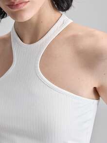 Ontre Áo tank top tay ngắn, màu trơn, tối giản, kiểu dáng thường ngày, phù hợp cho mùa Xuân/Hè 2026, thích hợp cho Ngày Valentine, mùa hè, trang phục công sở thường ngày dành cho nữ, đi nghỉ mát, dự tiệc bãi biển, sinh nhật, đi dạy học, kiểu dáng cơ bản thanh lịch, màu trơn, ôm sát. - trắng - Xem 9