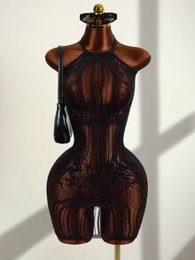 Zestiva Women's Hollow Out Sheer Beach Cover Up - Black - View 4