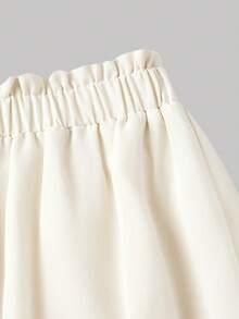 SHEIN MOD Petite Ruffle Skirt Boho Long Skirt Break Paperbag Waist Frill Trim Ruffle Hem Skirt - Apricot - View 3