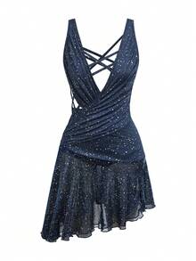 Menodora SHEIN Sport Trang phục khiêu vũ Latin chuyên nghiệp dành cho nữ - Màu xanh hải quân - Xem 12