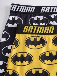 BATMAN X SHEIN Quần đùi boxer thường ngày cạp chun cho bé gái. - màu đen - Xem 4
