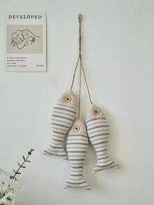 1PC String Small Handmade Cloth Craft Mediterranean Colorful Fish Hanging Decorations Wall Art Home Wall Decor Living Room Bedroom Hallway Room Nautical Theme Holiday Gift Home Accent Atmosphere Decor - Multicolor - View 2