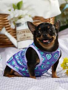 PETSIN Purple Heart Print Y2K Pet Vest, Breathable, Suitable For Cats And Dogs, Summer, 1pc - Multicolor - View 6