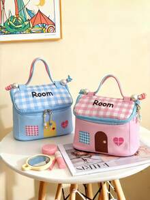 Small House Makeup Bag, Dopamine-Inspired Color Scheme, Large Capacity With Separate Compartments, Travel-Friendly, Portable, And Waterproof - Multicolor - View 5