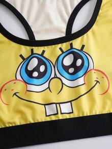 SpongeBob SquarePants | SHEIN Women Cartoon Print Camisole And Shorts Underwear Set - Yellow - View 4