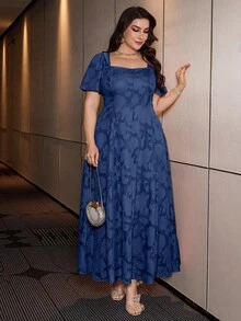 Modelyn Đầm dáng chữ A, eo thon, tay ngắn, màu trơn, cỡ lớn, xếp ly, kiểu dáng thanh lịch, thường ngày và lãng mạn dành cho phụ nữ. - Màu xanh hải quân - Xem 6