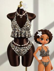 Zestiva 2026 New Sexy Leopard Print Backless Bikini Swimsuit For Women - Multicolor - View 3