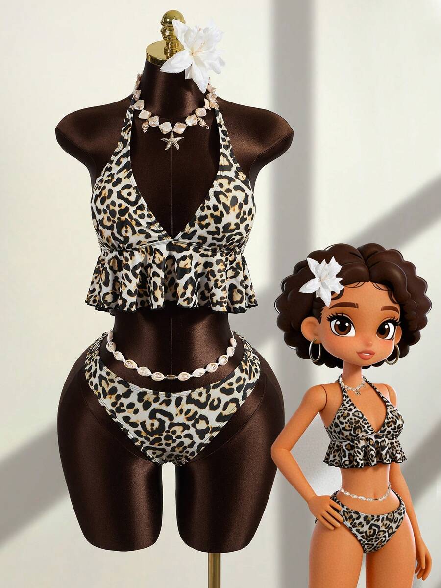 Zestiva 2026 New Sexy Leopard Print Backless Bikini Swimsuit For Women - Multicolor - View 1