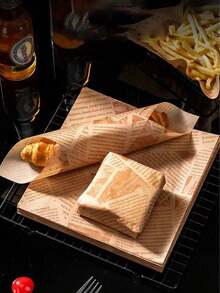 50/100 lembar Kertas Kemasan Sandwich (Pola Produk Acak), Kertas Alas Baki, Pelapis Keranjang Makanan, Kemasan Anti Minyak, Kertas Alas Roti Toko Kue, Kertas Alas Baki Toko Kue, Kertas Alas Meja, Aksesoris Dapur, Peralatan Dapur, Peralatan Anti Minyak, Kertas Kemasan Piknik - Coklat - View 10