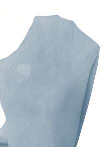 Franclia 女士优雅粉色雪纺褶皱白色领宽松短袖衬衫 - 藍色 - 查看 5