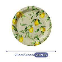 Bộ đĩa, khăn ăn và cốc dùng một lần Lemon Leaf, phục vụ 20 khách. Bộ đồ dùng tiệc dùng một lần này (bao gồm đĩa, khăn ăn và cốc) rất phù hợp cho các bữa tiệc sinh nhật, đám cưới và dã ngoại gia đình. - Xem 11