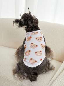 PETSIN 1件可爱小熊印花休闲宠物背心 - 彩色 - 查看 10