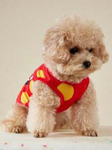 PETSIN 1pc Pet Cat Dog Polka Dot Cute Monster Print Breathable Comfortable Pet Vest - Multicolor - View 6