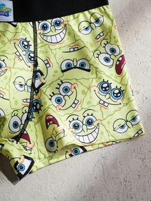SpongeBob SquarePants | SHEIN Men's Elastic Waist Casual Boxer Briefs, - Yellow - View 6