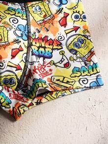 SpongeBob SquarePants | SHEIN 青少年男童弹性腰带休闲平角内裤 - 白色 - 查看 7