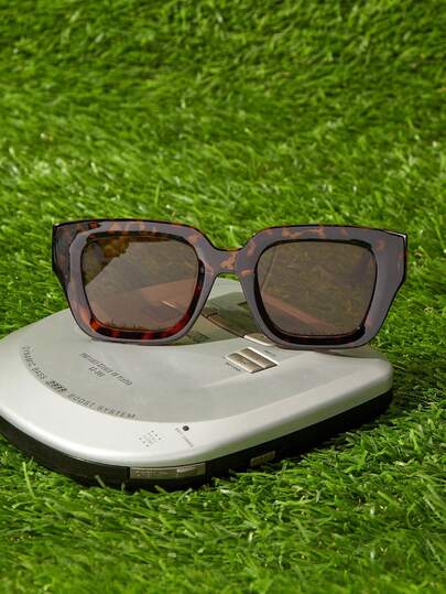 1pc Women Thick Plastic Frame Square Fashion Glasses, Colorful, Stylish Classic Versatile Casual Vacation Travel Fashion Glasses For Daily Use Color Blocking Boho Vacay Vacay Vibes For Summer Beach Vacation,Outdoor,Travel Shades Leopard Tortoise Shell Bohemia Style Oversized Square Frame For Vocay,Beach,Travel