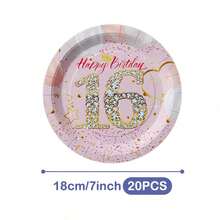 Bộ đồ dùng dùng một lần hình vương miện kim cương màu hồng kỷ niệm 16 năm, gồm đĩa, khăn ăn và cốc, phục vụ 20 người. Bộ đồ dùng tiệc dùng một lần này (bao gồm đĩa, khăn ăn và cốc) rất phù hợp cho các bữa tiệc sinh nhật, đám cưới và dã ngoại gia đình. - Xem 11