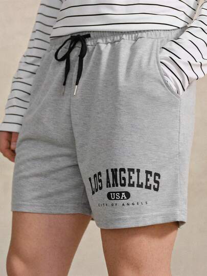 Courvante Men Los Angeles Printed Drawstring Running Shorts Tennis Sport Sports Shorts, Summer, With Pockets, Father's Day Gift