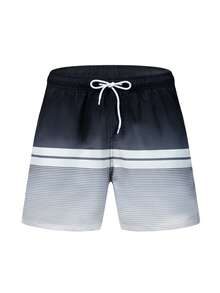 Manfinity KASUA Men's Drawstring Waist Striped Beach Shorts - Grey - View 3