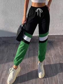 RueChic Của phụ nữ Khối màu Dây rút Quần Chạy bộ - Nhiều màu - Xem 3