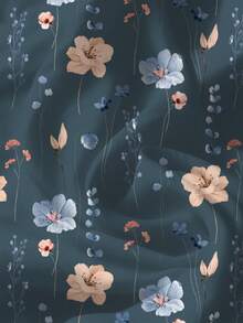 Rusticease 女士碎花休闲短袖衬衫，适合夏季穿着 - 霧霾藍 - 查看 3