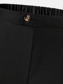 SHEIN Vacaura 男童纯色口袋直筒休闲裤 - 黑色 - 查看 4