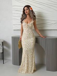 Jemour Women Sleeveless Ditsy Floral Dress - Pink - View 6