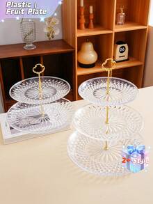 1-Piece Multi-Tiered Cake Tray, Storage Tray, Decorative Tray, Wedding And Festival Tray - Clear - View 7