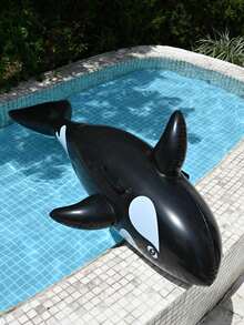 1PC Inflatable Water Ride, Water Play, Inflatable Black Whale Floating Shelf, Type For Summer Pool And Beach Floating Party, Perfect Summer Gift, Pool Raft, Lounge Chair, Floating Vacation Fun And Relaxation - Black - View 1