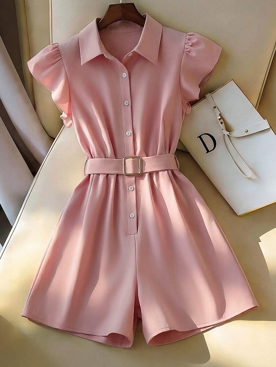 Franclia 新款春夏连帽束腰女式连体裤 - 粉色 - 查看 1