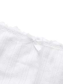 Ocili Quần lót nữ bằng vải cotton dệt kim jacquard, thoải mái, phối ren và nơ trang trí. - trắng - Xem 8