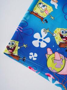 SpongeBob SquarePants | SHEIN Quần boxer nam kiểu dáng thường ngày, có in chữ ở cạp quần. - Màu xanh lam - Xem 7