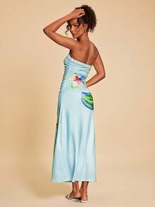 Travachic 优雅印花连衣裙，适合度假、夏季、海滩、音乐会、波西米亚风、锐舞派对、热带度假、节日等场合。浪漫夏季连衣裙，波西米亚风，热带风情，度假新款，波西米亚风，伊比沙岛风，西式风格。 - 淺藍色 - 查看 3