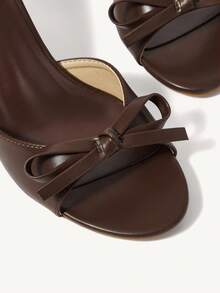 SHEIN X Belle Mariano CUCCOO CHICEST Women's Brown Pu Open Toe Mules With Stiletto Heels Vacation Shoes Summer Elegant Sandals Spring Shoes Spring Break Easter Prom Heels For Christmas Elegant Shoes Wedding Shoes - Brown - View 7