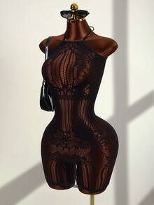 Zestiva Women's Hollow Out Sheer Beach Cover Up - Black - View 5