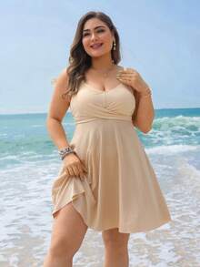 Swim Lushoire Bộ bikini 2 mảnh cỡ lớn mới năm 2026 dành cho kỳ nghỉ biển, có chức năng kiểm soát vòng bụng, chất liệu vải đặc biệt. - Nhiều màu - Xem 3