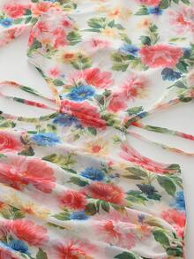 Roelina 女士印花圆领长袖抽绳设计时尚连衣裙 - 彩色 - 查看 3