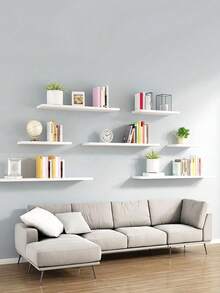 1PC/4PCS Fluted Wall Mounted Shelf Wood With Storage Rack Unique Design For Living Room Bedroom Office Entryway Hallway Home Decor Wall Storage Organization Display Holder - White - View 3