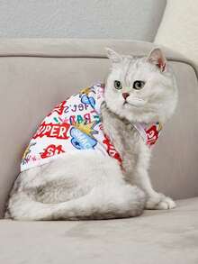 PETSIN 1 chiếc áo tank top in hình đồ họa thời trang, siêu dễ thương chủ đề mèo và chó, phong cách đường phố. - Nhiều màu - Xem 5
