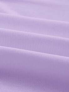 Swim Basics 女士纯色侧结休闲罩衫和迷你裙套装 - 淡紫色 - 查看 4