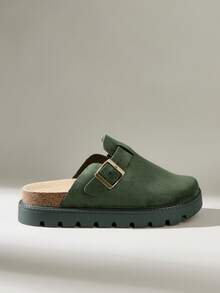 Solecia Ladies Pedal Casual Home Platform Flat-Soled Single Shoes - Dark Green - View 1