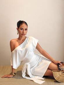 Slaydiva Đầm ngắn màu trắng trễ vai dáng suông dành cho nữ, hoàn hảo cho các lễ hội âm nhạc, Ngày Valentine, Lễ Phục Sinh, mùa cưới, các ngày lễ, đi làm hàng ngày, trang phục công sở, kỳ nghỉ, tiệc tùng, du thuyền, trang phục cơ bản cho các bữa tiệc, phong cách và những buổi hẹn hò thường ngày. - trắng - Xem 4