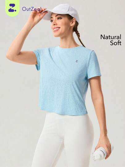 OutZeal 女士户外运动T恤，柔软弹力面料，后背镂空设计，户外上衣