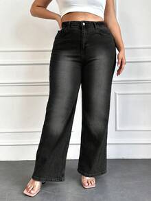 EURMUSE Plus Straight Leg Jeans - Dark Grey - View 4